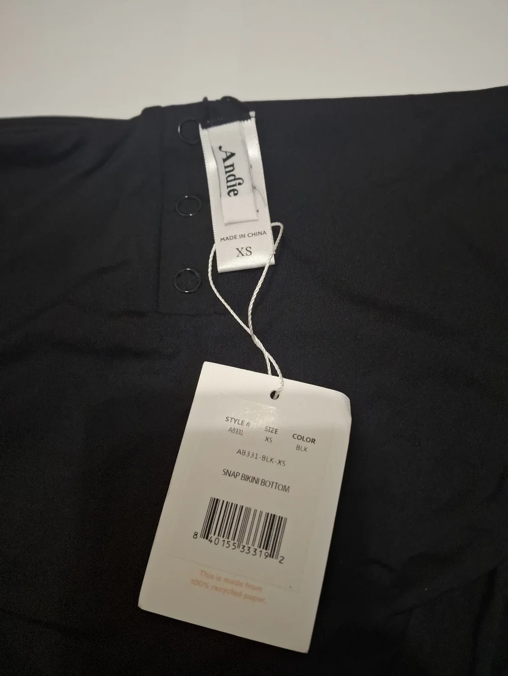 Andie Swim The Snap Bikini Bottom In Black Size XS NWT